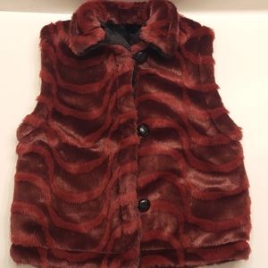 Unique burgundy and black faux fur vest purchased at an art festival SZ S